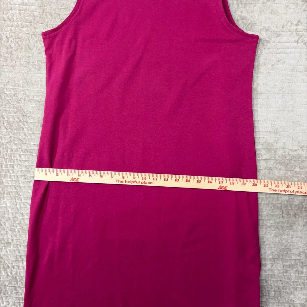 Eileen Fisher Magenta Pink Organic Cotton Sleeveless Shift Dress Medium M